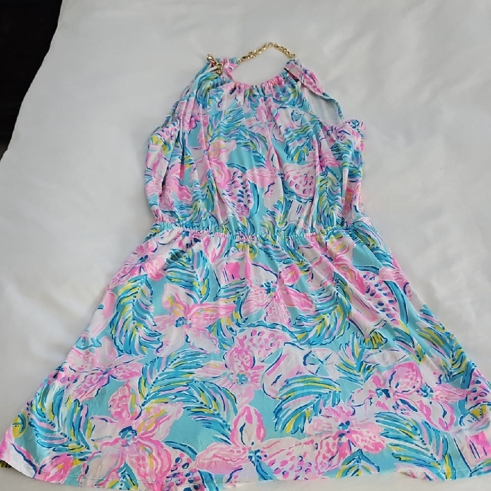 Colorful Floral Halter Dress